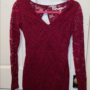burgundy lace dress